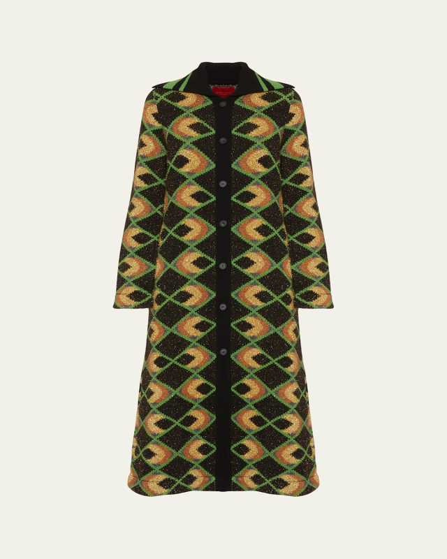 Half-Light Jacquard Wool Maxi Coat